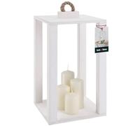 KOTARBAU® Lanterne bois blanc | Lanterne Bougie 20x20x34,5cm | lanternes à bougie décoratives | grande lanterne décorative pour balcon terrasse maison