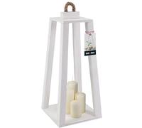 KOTARBAU® Lanterne Bois Blanc | Lanterne Bougie 20x20x41 | Lanternes à Bougie Décoratives | Grande Lanterne Décorative pour Balcon Terrasse Maison