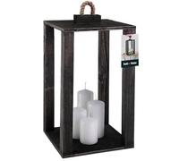 KOTARBAU® Lanterne Bois Noir | Lanterne Bougie 20x20x34,5 cm | Lanternes à Bougie Décoratives | Grande Lanterne Décorative pour Balcon Terrasse Maison