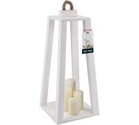 KOTARBAU® Lanterne en bois blanche 20 x 20 x 41 cm Lanterne de jardin en bois Lanterne extérieure & intérieure Lanterne salon pour fleurs et bougies Lanternes mariage