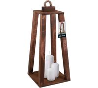 KOTARBAU® Lanterne en bois Marron 20 x 20 x 41 cm Lanterne de jardin en bois Lanterne extérieure & intérieure Lanterne salon pour fleurs et bougies Lanternes mariage