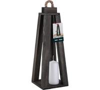 KOTARBAU® Lanterne en bois noir 13,5 x 13,5 x 34 cm Lanterne de jardin en bois extérieur & intérieur Lanterne salon pour fleurs et bougies Lanternes mariage