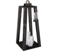 KOTARBAU® Lanterne en bois noire 20 x 20 x 41 cm Lanterne de jardin en bois Lanterne extérieure & intérieure Lanterne salon pour fleurs et bougies Lanternes mariage