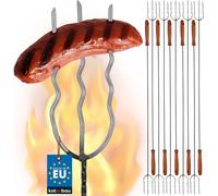 KOTARBAU® Lot de 10 brochettes pour feu de camp Broche en bois 123 cm Broche à griller pour saucisses Bâtons à pain Broches à griller Acier inoxydable Broches à guimauve Feu de camp Broches à griller