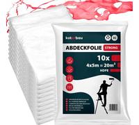 KOTARBAU® Lot de 10 films de masquage 4x5m Film anti-poussière transparent Film de construction Bâche plastique Bâche de peinture à usage général Film de peinture pour rénovation et déménagement
