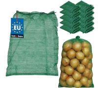 KOTARBAU® Lot de 10 sacs raschel de pommes de terre 50 x 80 cm Sac à fruits 25 kg Filet à légumes en polypropylène Sac de conservation pour oignons Pommes de terre Légumes Vert