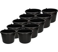 KOTARBAU Lot de 10 seaux de chantier 12L en plastique Seau à plâtre Seau à mortier Seau à ciment Seau à eau Seau de jardin Seau en plastique Noir