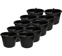 KOTARBAU Lot de 10 seaux de chantier 16L en plastique Seau à plâtre Seau à mortier Seau à ciment Seau à eau Seau de jardin Seau en plastique Noir