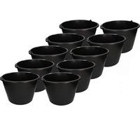 KOTARBAU Lot de 10 seaux de chantier 20L en plastique Seau à plâtre Seau à mortier Seau à ciment Seau à eau Seau de jardin Seau en plastique Noir