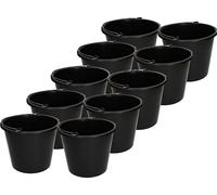 KOTARBAU Lot de 10 seaux de chantier 5L en plastique Seau à plâtre Seau à mortier Seau à ciment Seau à eau Seau de jardin Seau en plastique Noir