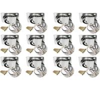 KOTARBAU Lot de 12 roulettes de meuble transparentes Ø 35 mm pour tous types de sols Roulettes pivotantes Roulettes en caoutchouc Roulettes de transport Roulettes de sofa Roulettes coulissantes Roulet