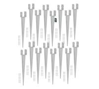 KOTARBAU® Lot de 16 supports de poteau de 0 à 120 mm réglables en acier galvanisé à chaud avec manchons à enfoncer et manchons de sol en acier argenté