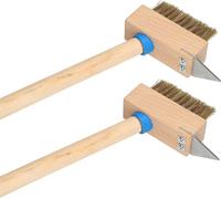 KOTARBAU® Lot de 2 brosses à joints 40 mm avec poils en acier Brosse à désherber Nettoyage des joints Brosse en acier Gratte-joint avec poils en acier pour pavés avec manche 120 cm