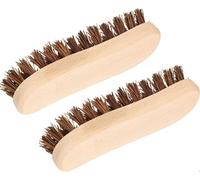 KOTARBAU® Lot de 2 brosses à récurer en forme de S 180 mm manche en bois avec poils naturels Brosse de nettoyage Brosse à récurer pour sols endroits difficiles d'accès