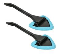 KOTARBAU® Lot de 2 brosses de nettoyage de vitres de voiture triangulaires bleues avec housse en microfibre et manche long