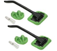 KOTARBAU® Lot de 2 brosses de nettoyage pour vitres de voiture - Vert - Rectangulaire avec housse en microfibre et manche long