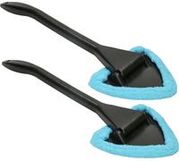 KOTARBAU® Lot de 2 brosses pour nettoyer les vitres de voiture Brosse de lavage triangulaire avec revêtement en microfibres et long manche