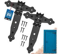 KOTARBAU® Lot de 2 supports en croix de 150 mm pour charnière, plaque de montage, ferrures de portail, liaison en bois, bride en T, charnières en T revêtues par pulvérisation