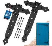 KOTARBAU® Lot de 2 charnières de portail en forme de croix - Noir - 200 mm - Charnière de porte extérieure