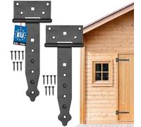 KOTARBAU Lot de 2 charnières de portail en bois robuste avec revêtement en poudre Noir 200 mm