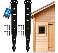 KOTARBAU® Lot de 2 charnières de porte à croisillons - 300 mm - En acier revêtu par pulvérisation - Noir - Charnières de porte de garage - Charnières pour portes d'armoire, porte de jardin