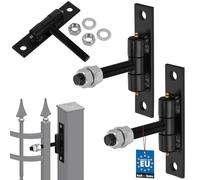 KOTARBAU® Lot de 2 charnières de porte M20 x 120 mm - En acier revêtu par pulvérisation - Pour portes en bois et bâtons de porte en bois - Bandes de perçage pour portails, charnières de porte