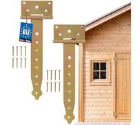 KOTARBAU Lot de 2 charnières en croix - 250 mm - Charnière de porte - Charnière de portail - Ferrure de construction - Piège à portail de jardin - Galvanisé - Doré