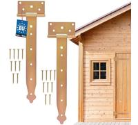 KOTARBAU Lot de 2 charnières en croix 300 mm - Charnière de porte - Charnière de portail - Ferrure de construction - Piège à portail de jardin galvanisé doré