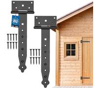 KOTARBAU® Lot de 2 charnières en croix noires - 250 mm - Charnière de porte extérieure - Charnière de portail - Ferrure de porte - Revêtement par pulvérisation