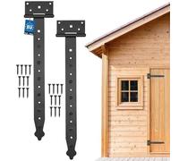 KOTARBAU® Lot de 2 charnières en croix noires - 400 mm - Charnière de porte extérieure - Charnière de portail - Ferrure de construction - Paumelle de jardin revêtue par pulvérisation