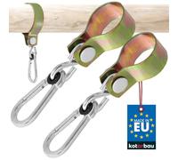 KOTARBAU Lot de 2 crochets de balançoire avec mousqueton de 50 mm - Pour fixation de balançoire - Bois rond - Crochets de manchettes en or galvanisé
