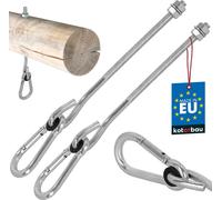 KOTARBAU® Lot de 2 crochets de balançoire avec mousqueton M10 230 mm acier galvanisé Crochet de balançoire pour poutres en bois Mousqueton Crochet à vis Crochet pour charges lourdes