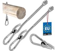 KOTARBAU® Lot de 2 crochets de balançoire avec mousqueton M12 230 mm acier galvanisé Crochet de balançoire pour poutres en bois Mousqueton Crochet à vis Crochet pour charges lourdes