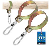 KOTARBAU Lot de 2 crochets de balançoire avec mousquetons 120 mm - Fixation de balançoire - Crochets ronds en bois galvanisé doré