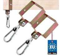 KOTARBAU® Lot de 2 crochets de balançoire carrés 100 x 100 mm - Mousquetons carrés - Collier de balançoire en acier galvanisé - Fixation de balançoire - Crochets de manchette dorés - Crochets de