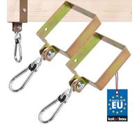KOTARBAU® Lot de 2 crochets de balançoire carrés - 120 x 120 mm - Mousquetons carrés - Collier de balançoire en acier galvanisé - Fixation de balançoire - Crochets de manchette dorés - Crochets de