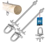 KOTARBAU® Lot de 2 crochets de balançoire M10 x 190 mm avec manille et boulon pour poutre de balançoire Crochet de sécurité Balançoire Fixation Boulon Crochet Fileté Galvanisé