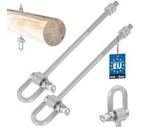 KOTARBAU® Lot de 2 Crochets M10 x 190 mm avec Manille et Boulon Crochets Filetés Galvanisé Crochet Hamac Balançoire Exterieur Fixation de Balancoire de Jardin Crochet Fixation Hamac