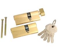 KOTARBAU® Lot de 2 cylindres profilés à fermeture identique. Masse avec bouton de fermeture, or, 45x30mm