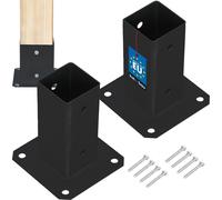 KOTARBAU® Lot de 2 douilles à visser Support de poteau Douille à enfoncer 60x60mm Douille à enfoncer en acier revêtu par poudre Ancrage de sol pour poteau en bois Noir