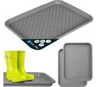 KOTARBAU® Lot de 2 égouttoirs à chaussures 38x50cm Tapis d'égouttage Chaussures Gris Tapis d'égouttage plastique Bac à chaussures Repose-chaussures Hiver Sous-couche Chaussure Bac d'égouttage Chaussur