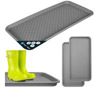 KOTARBAU® Lot de 2 égouttoirs à chaussures 38x76cm Tapis d'égouttage Chaussures Gris Tapis d'égouttage Plastique Bac à chaussures Range-chaussures Hiver Sous-couche Chaussure Sous-couche Chaussure Ego