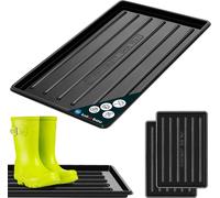 KOTARBAU® Lot de 2 égouttoirs à chaussures 45x30 cm Tapis à chaussures à rebord surélevé Bac à chaussures en plastique Egouttoir pour animaux domestiques Noir