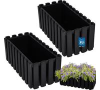 KOTARBAU® Lot de 2 jardinières Pot de fleurs 38x18x16 cm Anthracite Plastique Jardinière Balcon Jardinière rectangulaire Cache-pot Grand bac à fleurs Balcon