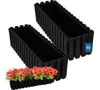 KOTARBAU® Lot de 2 jardinières Pot de fleurs 58x18x16 cm Anthracite Plastique Jardinière Balcon Jardinière rectangulaire Cache-pot Grand bac à fleurs Balcon