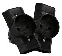 KOTARBAU® Lot de 2 multiprises, noires, triple prise de terre, deux prises plates et une prise ronde