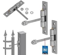 KOTARBAU® Lot de 2 pênes de portail avec tôle à visser et graisseurs réglables de 10 mm de diamètre pour portes, portails, construction robuste