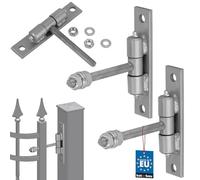 KOTARBAU® Lot de 2 pênes de portail avec tôle à visser et graisseurs réglables de 12 mm de diamètre, pour portes, portails, construction robuste