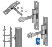 KOTARBAU® Lot de 2 pênes de portail avec tôle à visser et graisseurs réglables de 16 mm de diamètre pour portes, portails, construction robuste