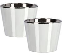 KOTARBAU® Lot de 2 petits pots de fleurs en céramique ⌀ 11 cm Émaillé Blanc Brillant
